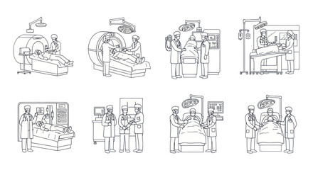 Fototapeta premium Medical procedures and diagnostic imaging in a hospital setting.