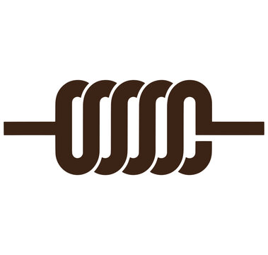 Brown coiled spring icon symbol graphic design element isolated on white background