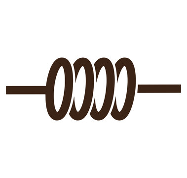 Brown coiled spring on a straight line graphic element