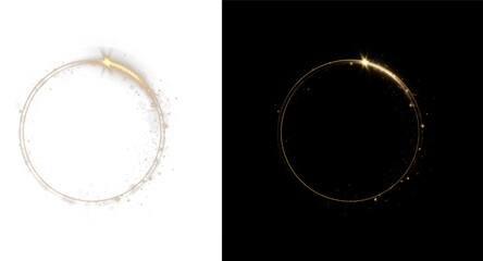Fototapeta premium Shiny Gold Circular Frame PNG Realistic 3D Metallic Ring with Elegant Reflection Effect, Luxury Golden Border, Transparent Background for High End Branding, Jewelry Design and Premium Marketing Materi