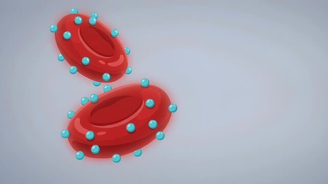 2D Animation of Red Blood Cells Absorbing Oxygen Molecules for Human Respiration Process