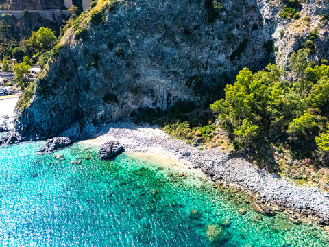 The coast near the town of Caminia, Calabria, Italy