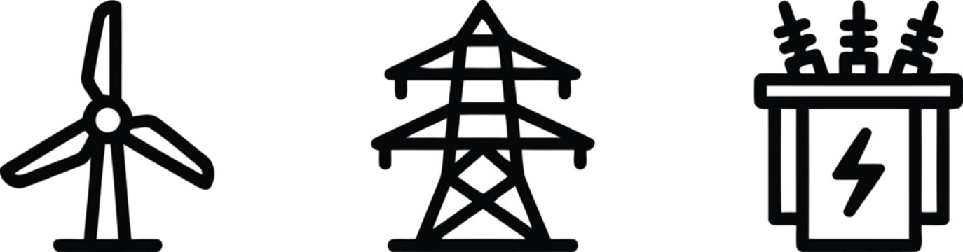 Energy Icons with Wind Turbine on on a transparent background