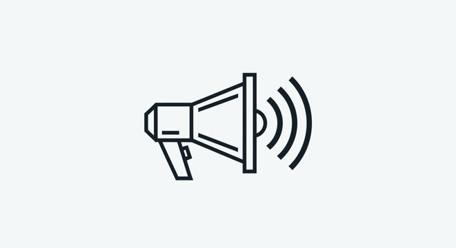 Black and white megaphone icon loudspeaker.
