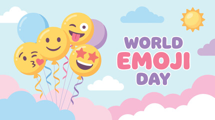 Fototapeta premium Joyful emoji balloons celebrate World Emoji Day with playful expressions and bright colors