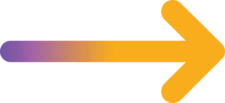 Yellow Arrow Pointing Right on on a transparent background