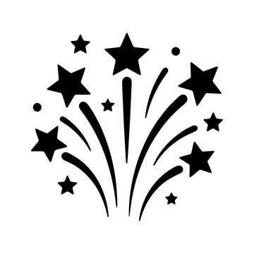 Festive fireworks explosion icon with stars fireworks explosion celebration pyrotechnics
