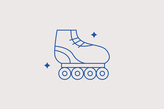 Roller skate boot with wheels line icon for sports equipment rental or outdoor activities cataloging. Practical vector illustration for mobile fitness applications, recreation services, or user profil