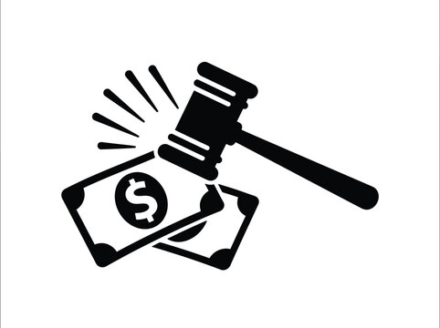 Court gavel striking money legal auction sale concept for business and finance