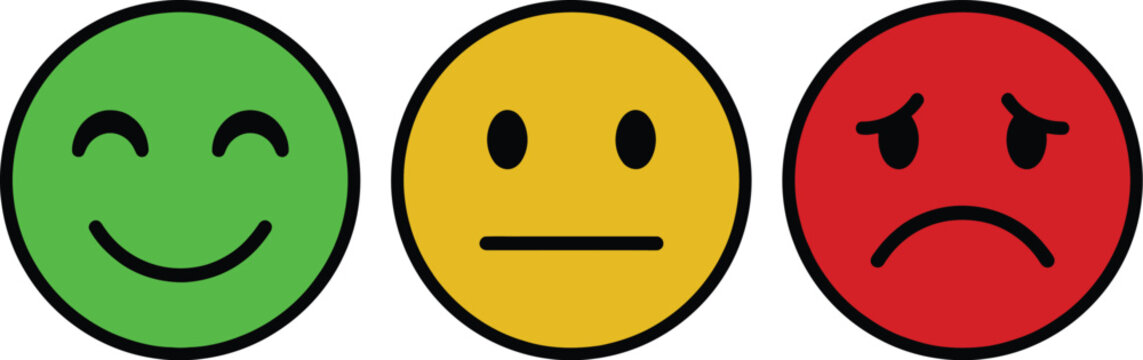 Emotive smiley face icons set for feedback and user experience design