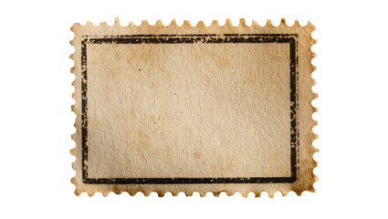 Vintage blank postage stamp with perforated edges and aged paper texture © Maelle