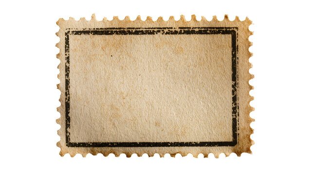 Vintage blank postage stamp with perforated edges and aged paper texture
