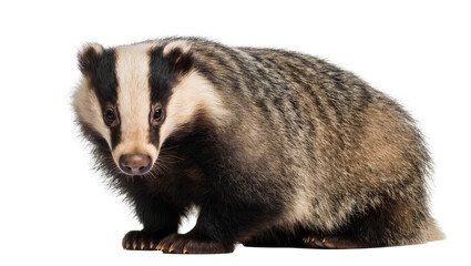 European badger with distinctive black and white facial markings © Paula