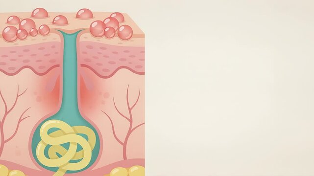 Medical Animation of a Blocked Sweat Duct Causing Heat Rash and Micro-blisters on Human Skin