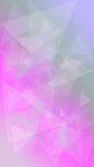 Obraz premium Translucent triangle facets scatter across a vibrant pink-to-purple gradient, forming a modern abstract background for posters, ads, and social media headers.