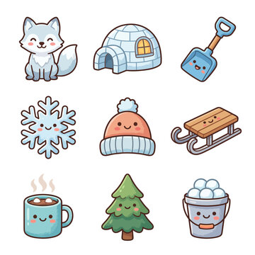 Cartoon snowman winter hat.