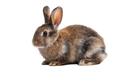 Obraz premium Brown rabbit with long ears sitting on white