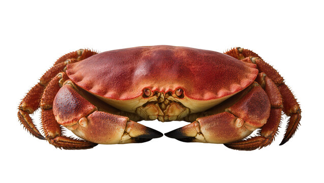 Large red crab with hairy legs and claws