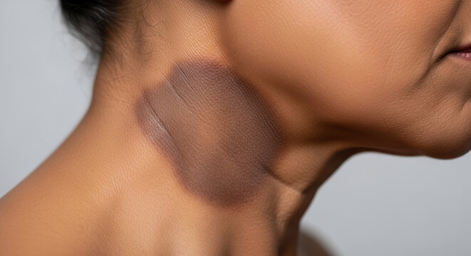 Neck hyperpigmentation skin acanthosis nigricans closeup woman face with neck hyperpigmentation skin acanthosis nigricans