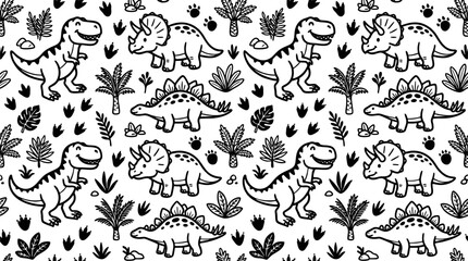 Cute Dinosaur Seamless Pattern for Kids © AMBX Project