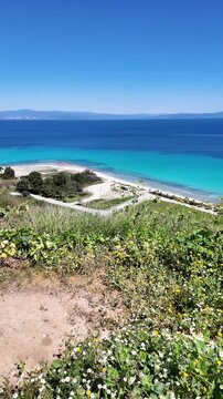 Amazing view of beach of Afitos at Kassandra peninsula, Chalkidiki, Central Macedonia, Greece