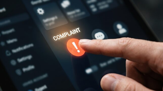 Customer complaint, support button, problem report, error icon, mobile app ticket templates set illustration mockup blank icons