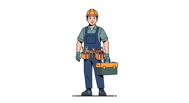 Man Holding Tool Box.