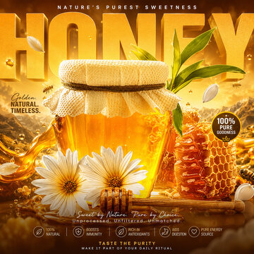 jars of honey and flowers