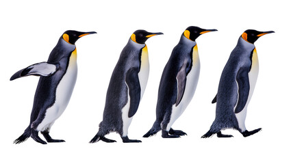 Four King Penguins standing in a row © Maelle