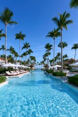Fototapeta premium Tropical Paradise with Elegant Resort Swimming Pool