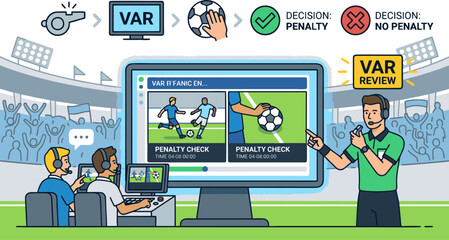 Football penalty check system with referee monitor and room operators © AMBX Project