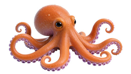 Orange octopus with purple suckers and black eyes © Anneliese