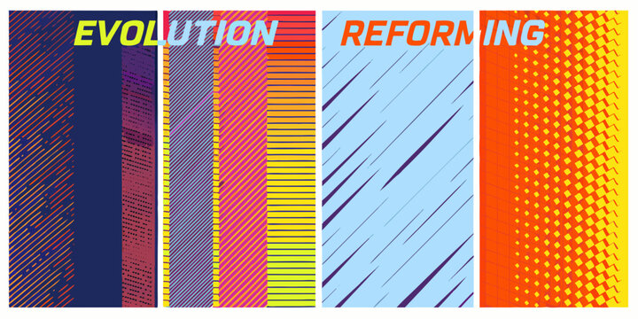 Diagonal striped pattern collection vibrant vector illustrations on white background