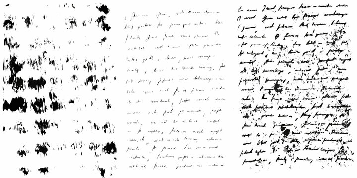 Messy handwritten notes and ink splatters black and white grunge texture