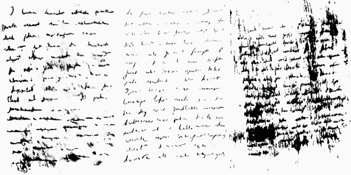 Handwritten notes and ink splatters on a white background grunge texture