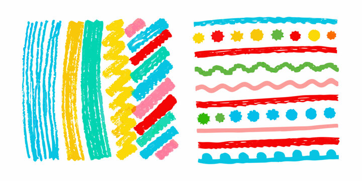 Collection Of Hand drawn Scribble Marks And Lines Colorful Vector Illustration