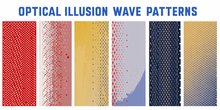 Set of six abstract wave patterns in varying colors and textures