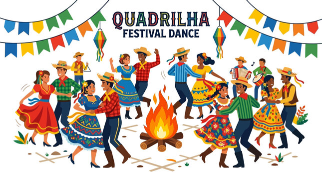 People dancing around a campfire at a festival event outdoors