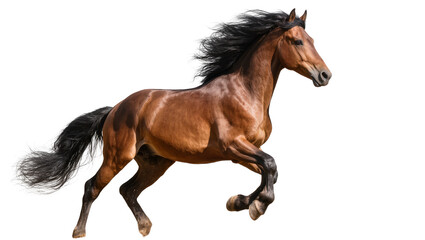 Brown horse with black mane and tail running © Anneliese