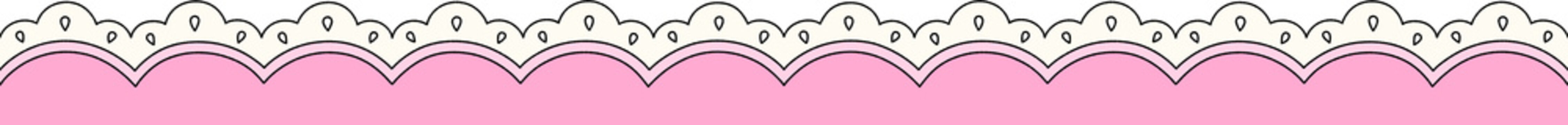 Pink Scalloped Lace Border Hand Drawn