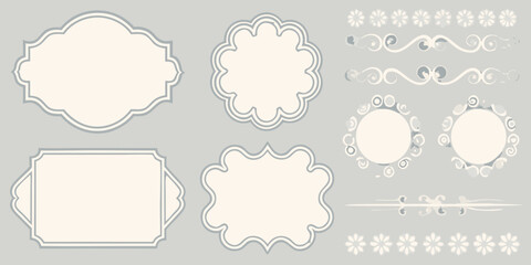 Vintage decorative label frames and floral ornaments vector illustration © Rina