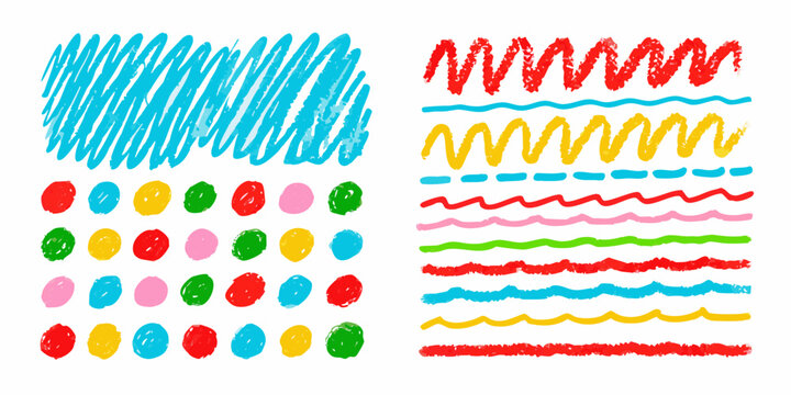 Collection Of Hand drawn Scribbles And Dots On White Background