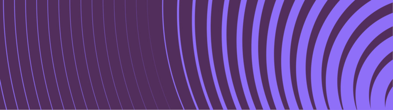 Purple background with curved and straight light purple lines transitioning from thin to thick stripes on right side with dark purple gradient