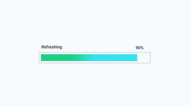 Animated refreshing progress bar with percentage display and smooth fill movement on a clean background. Ideal for content updates, data synchronization, page reloads, system refresh operations