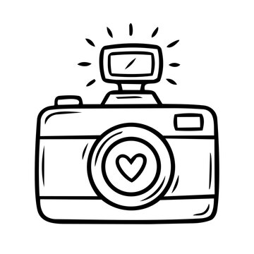 Illustration of Camera with Heart Shaped Lens