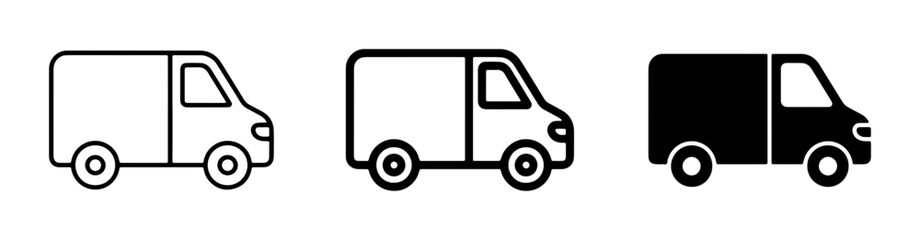 Delivery Van Icons, Cargo Vehicle Symbols, Transportation Vector Graphics © Tanvir