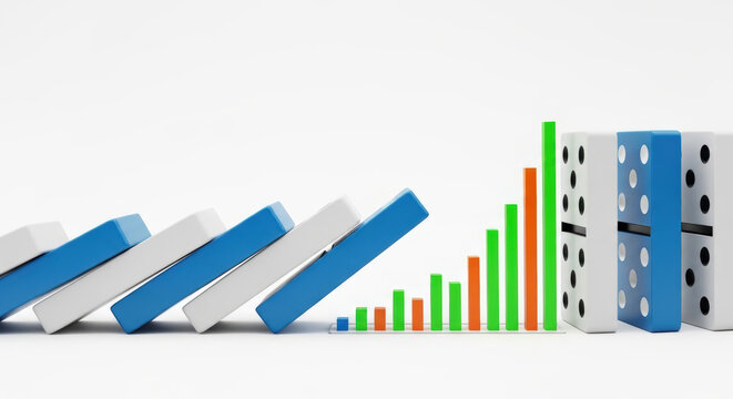 Healthcare growth statistics domino graph chart