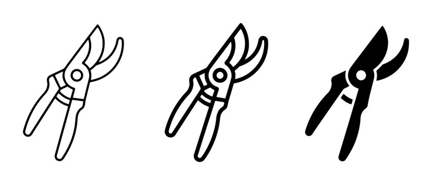 Gardening Pruners Set, Garden Shears Icons, Vector Tools for Horticulture and Landscaping