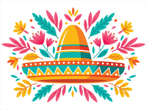 Vibrant sombrero with colorful floral pattern