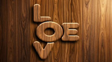 Fototapeta premium Wooden Love Typography Wall Art